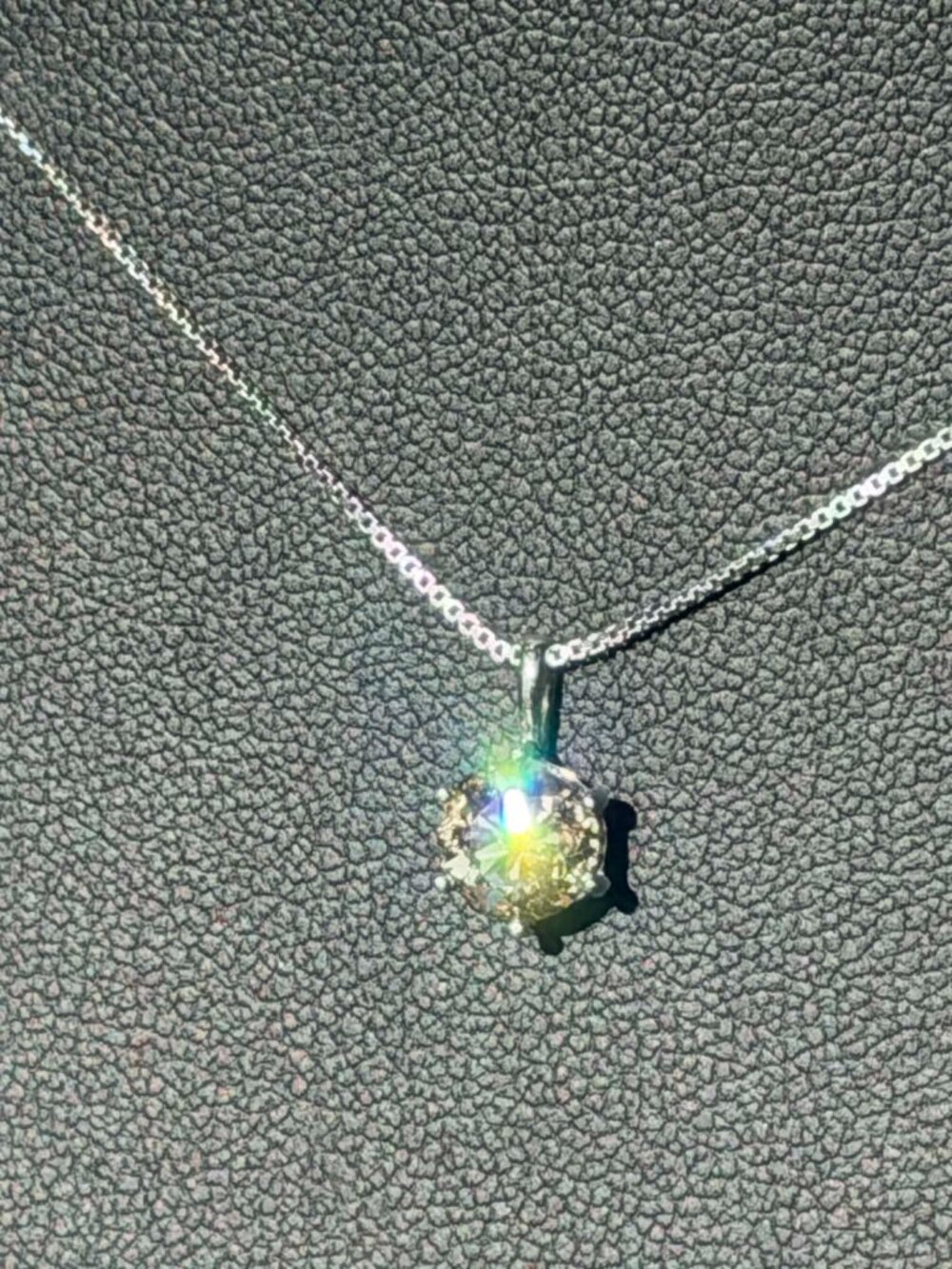 Natural Champagne Diamond Pendant 1ct, Solid Platinum Pt